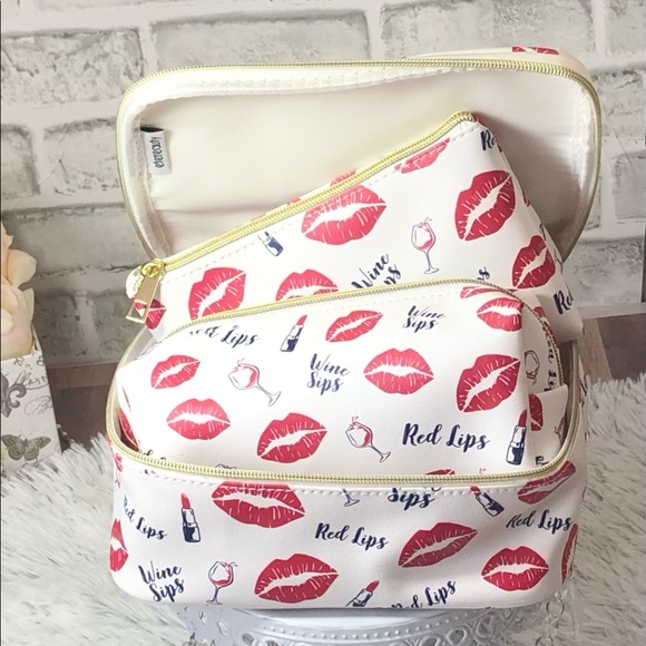 Etereauty 3 - Piece Make-up Bag Set - Lips & Sips - Picture 5 of 14